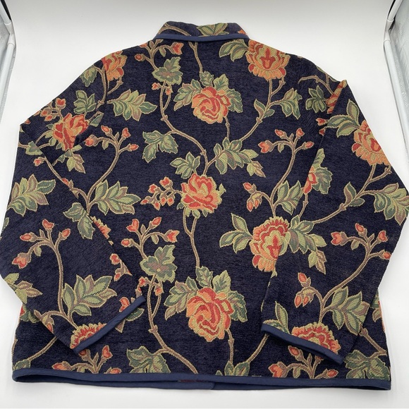 New Directions Floral Tapestry Jacket Artsy Boho Women's Size Large Floral Blue - Picture 6 of 12